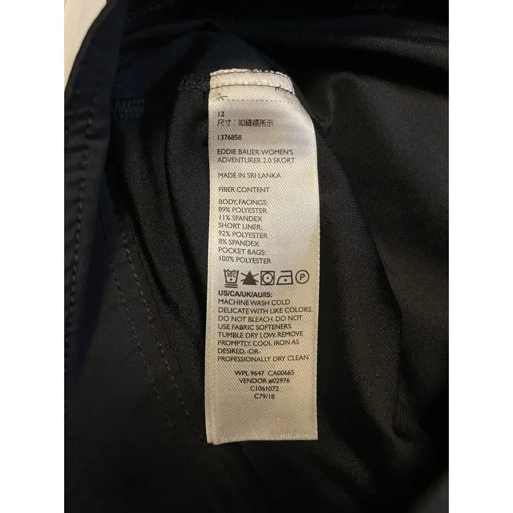 Eddie Bauer Adventurer 2.0 Skort Skirt Women’s Size 12 Black Golf Hiking - Picture 6 of 11